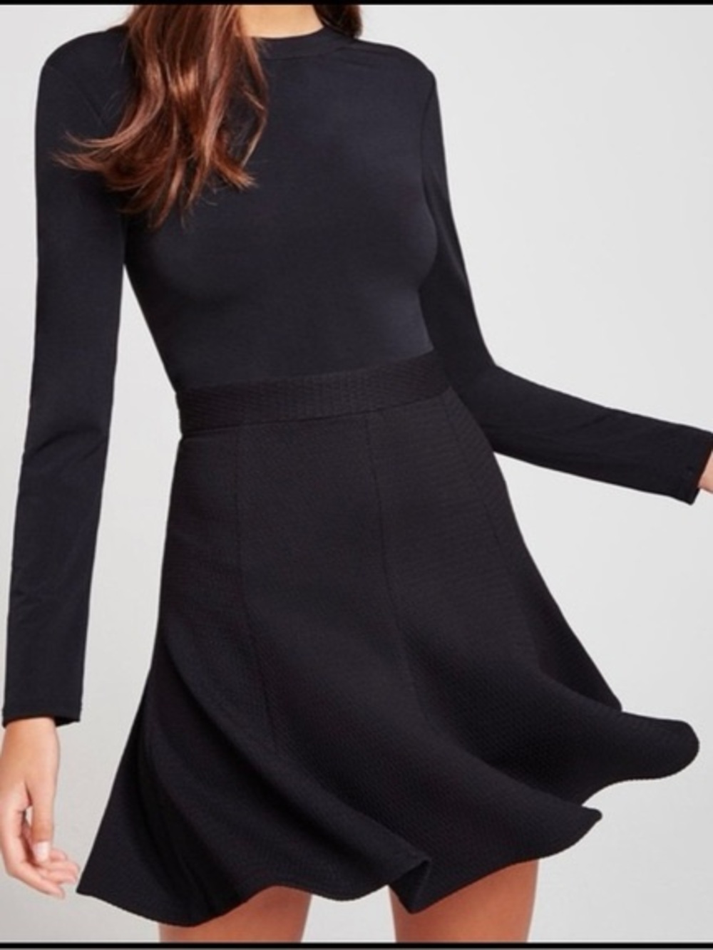 Bcbg Maxazria Flare Skirt Long Sleeve Dress Black Size 4